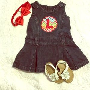 BabyGap 18-24 mo “L” Embroidered Denim Dress